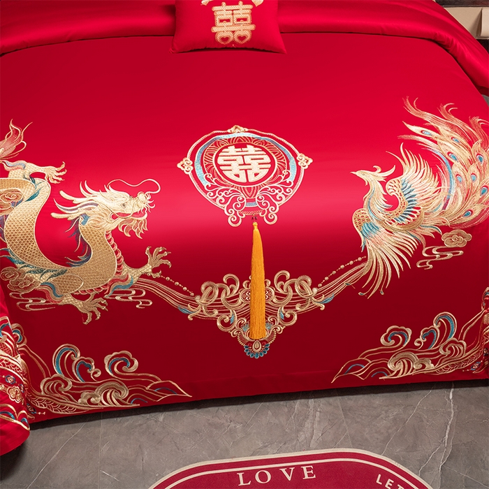 91家纺网 家纺一手货源 找家纺 （总）富之雅婚庆 2026新款全棉刺绣长绒棉婚庆四件套多件套