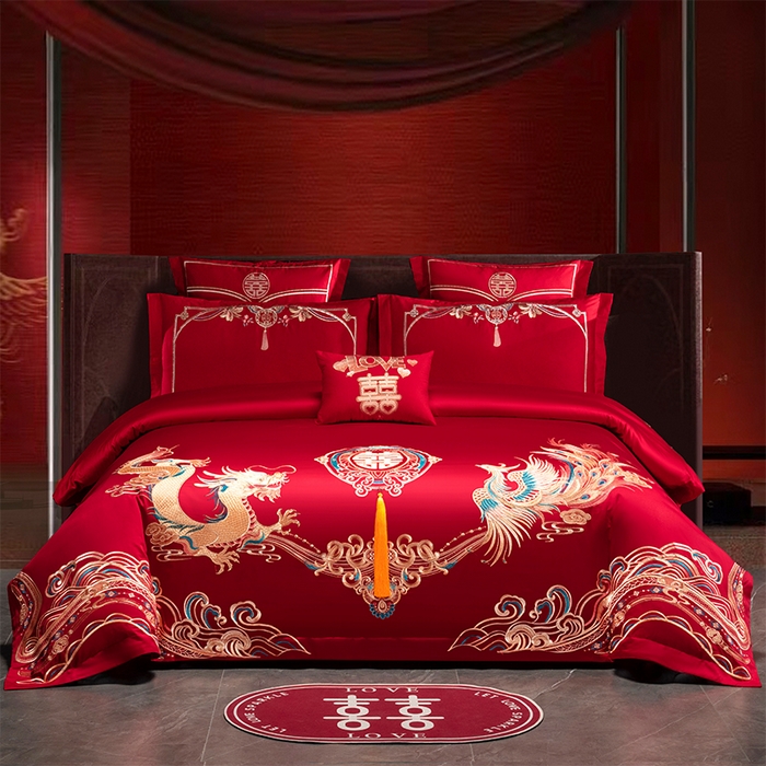 91家纺网 家纺一手货源 找家纺 （总）富之雅婚庆 2026新款全棉刺绣长绒棉婚庆四件套多件套