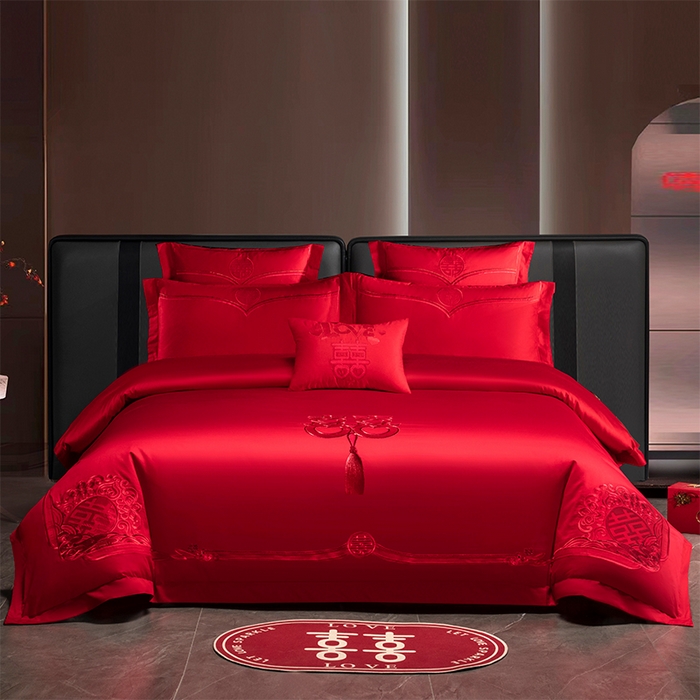 91家纺网 家纺一手货源 找家纺 （总）富之雅婚庆 2026新款全棉刺绣长绒棉婚庆四件套多件套