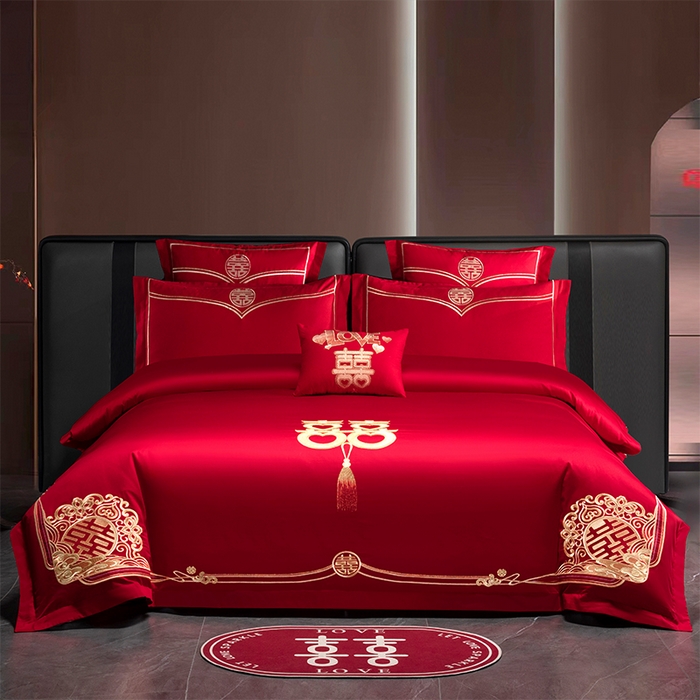 91家纺网 家纺一手货源 找家纺 （总）富之雅婚庆 2026新款全棉刺绣长绒棉婚庆四件套多件套