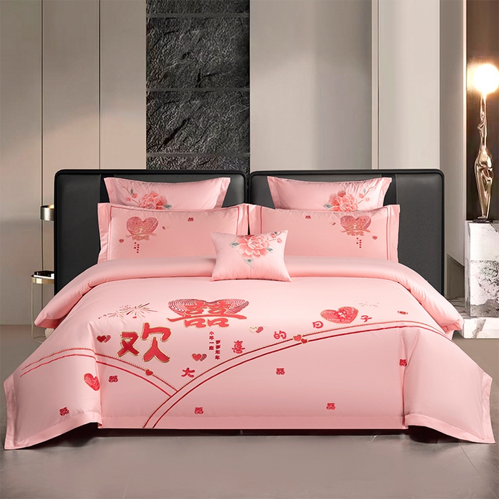 91家纺网 家纺一手货源 找家纺 （总）富之雅婚庆 2026新款全棉刺绣长绒棉婚庆四件套多件套