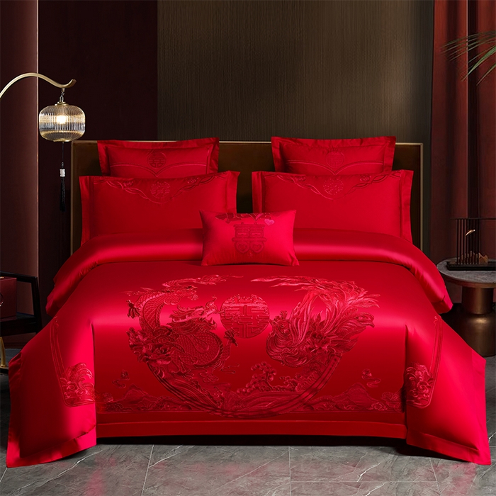 91家纺网 家纺一手货源 找家纺 （总）富之雅婚庆 2026新款全棉刺绣长绒棉婚庆四件套多件套