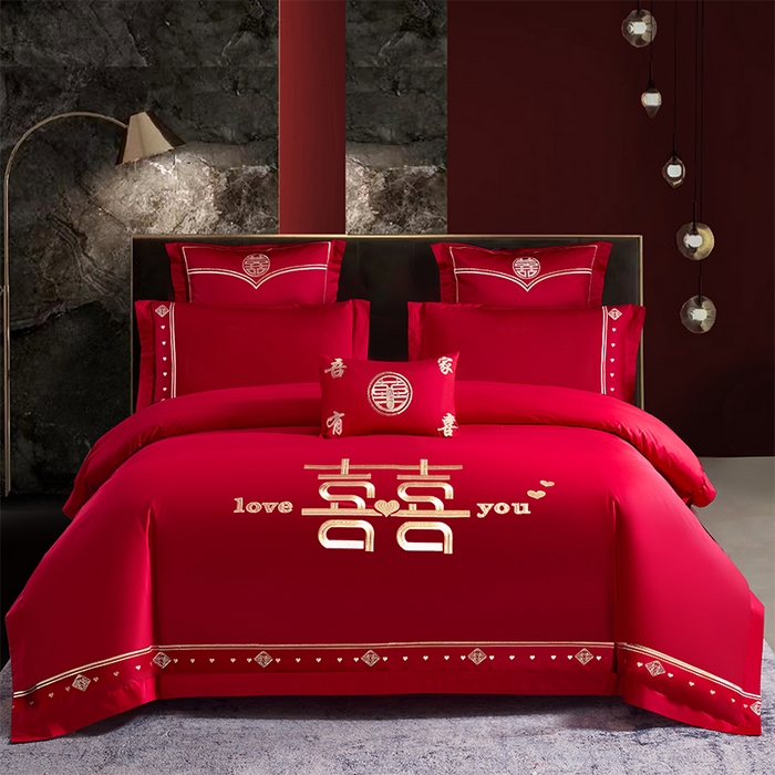 91家纺网 家纺一手货源 找家纺 （总）富之雅婚庆 2026新款全棉刺绣长绒棉婚庆四件套多件套