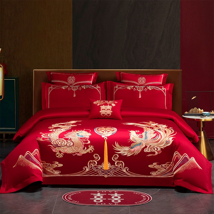 91家纺网 家纺一手货源 找家纺 （总）富之雅婚庆 2026新款全棉刺绣长绒棉婚庆四件套多件套