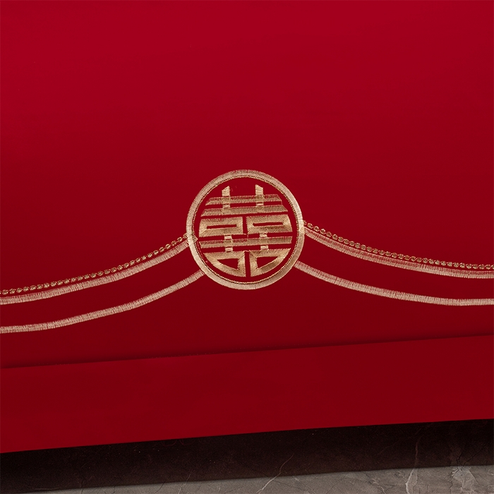 91家纺网 家纺一手货源 找家纺 富之雅婚庆 2026新款全棉刺绣长绒棉婚庆四件套多件套 家家有喜