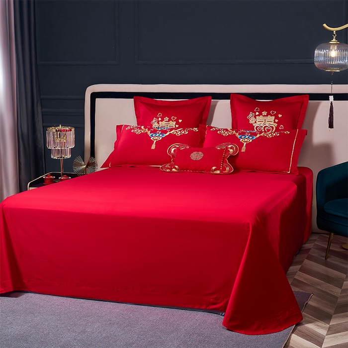 91家纺网 家纺一手货源 找家纺 富之雅婚庆 2026新款全棉刺绣长绒棉婚庆四件套多件套 皇家龙凤