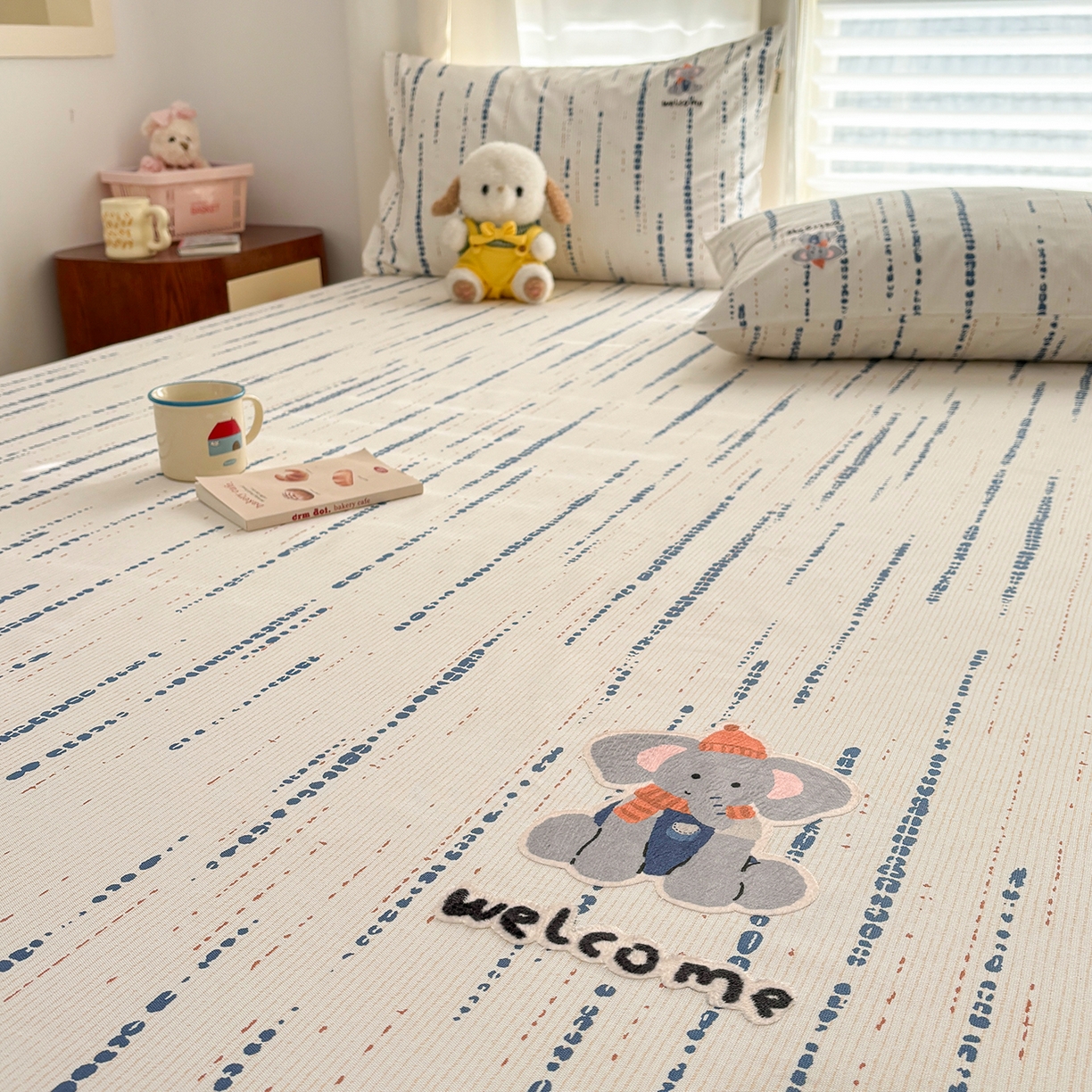 91家纺网 家纺一手货源 找家纺 卧趣家纺 2026新款全棉老粗布凉席席子床笠单件床笠单品单床笠绒布贴系列 小迎象