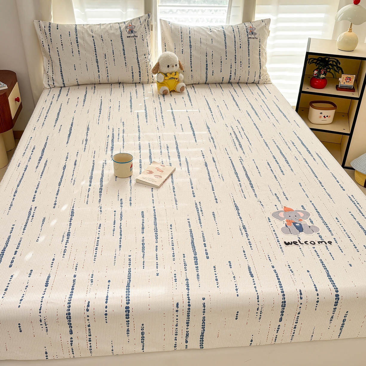 91家纺网 家纺一手货源 找家纺 卧趣家纺 2026新款全棉老粗布凉席席子床笠单件床笠单品单床笠绒布贴系列 小迎象