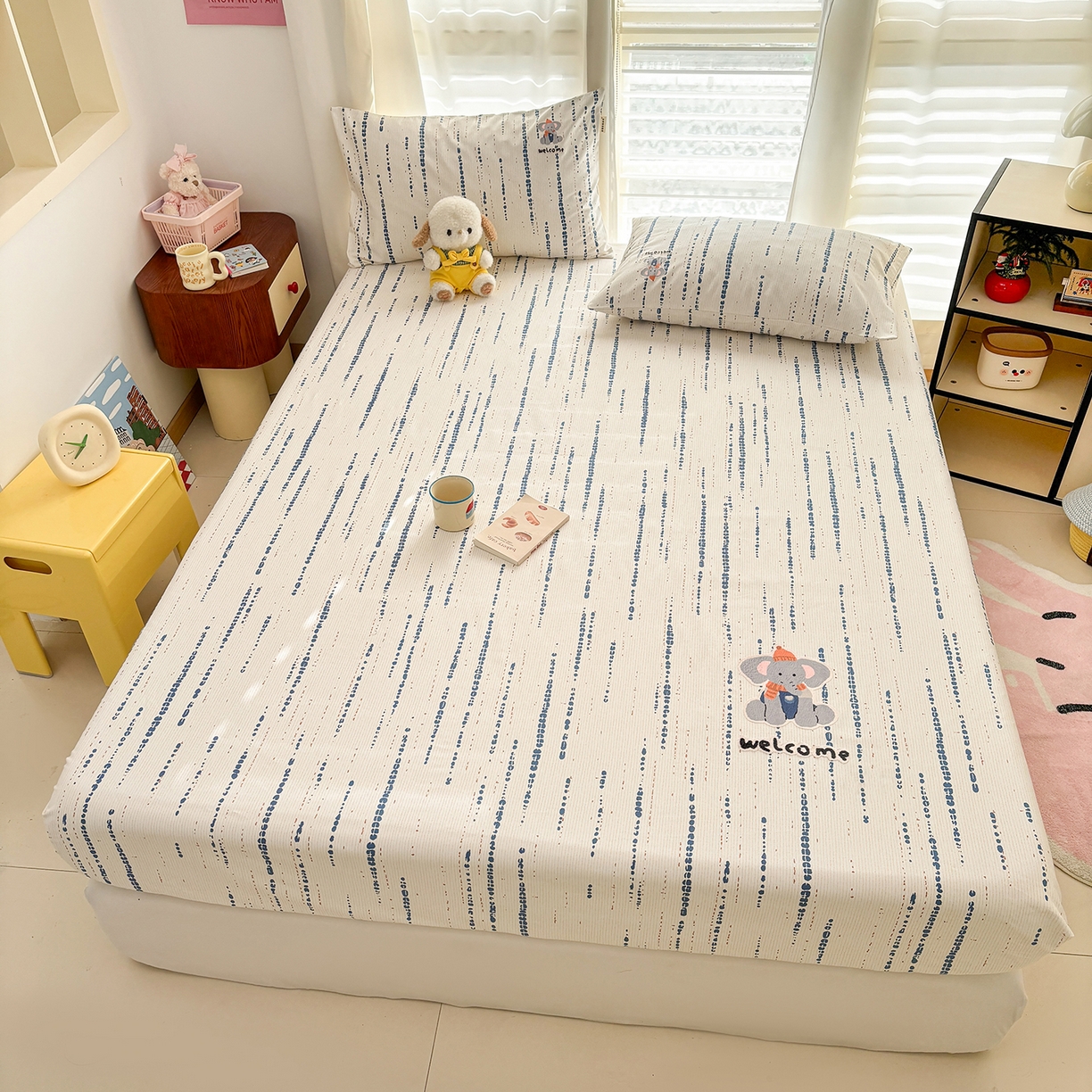 91家纺网 家纺一手货源 找家纺 卧趣家纺 2026新款全棉老粗布凉席席子床笠单件床笠单品单床笠绒布贴系列 小迎象