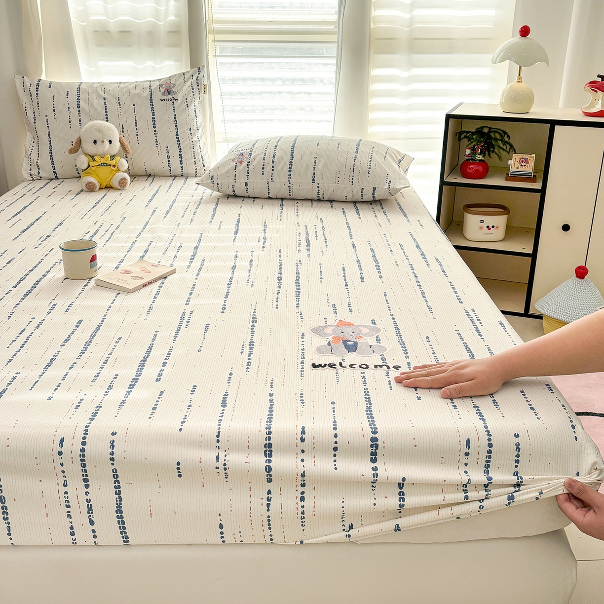 卧趣家纺 2026新款全棉老粗布凉席席子床笠单件床笠单品单床笠绒布贴系列 小迎象