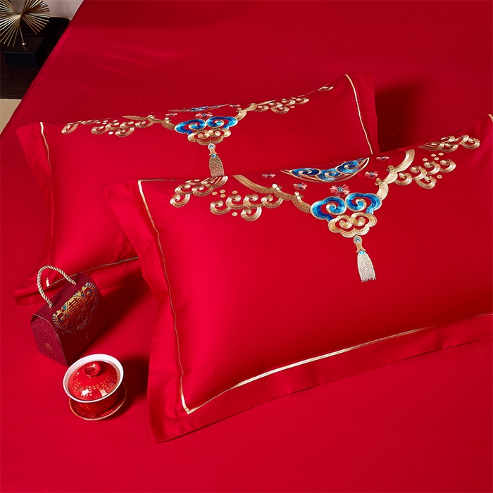 91家纺网 家纺一手货源 找家纺 富之雅婚庆 2026新款全棉刺绣长绒棉婚庆四件套多件套 皇家龙凤