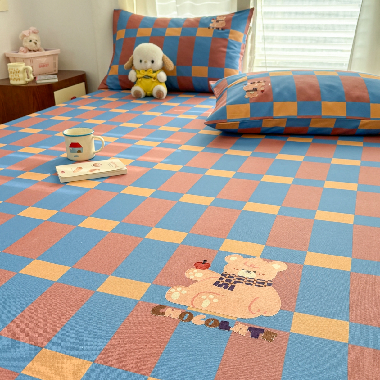 91家纺网 家纺一手货源 找家纺 卧趣家纺 2026新款全棉老粗布凉席席子床笠单件床笠单品单床笠绒布贴系列 莓果熊