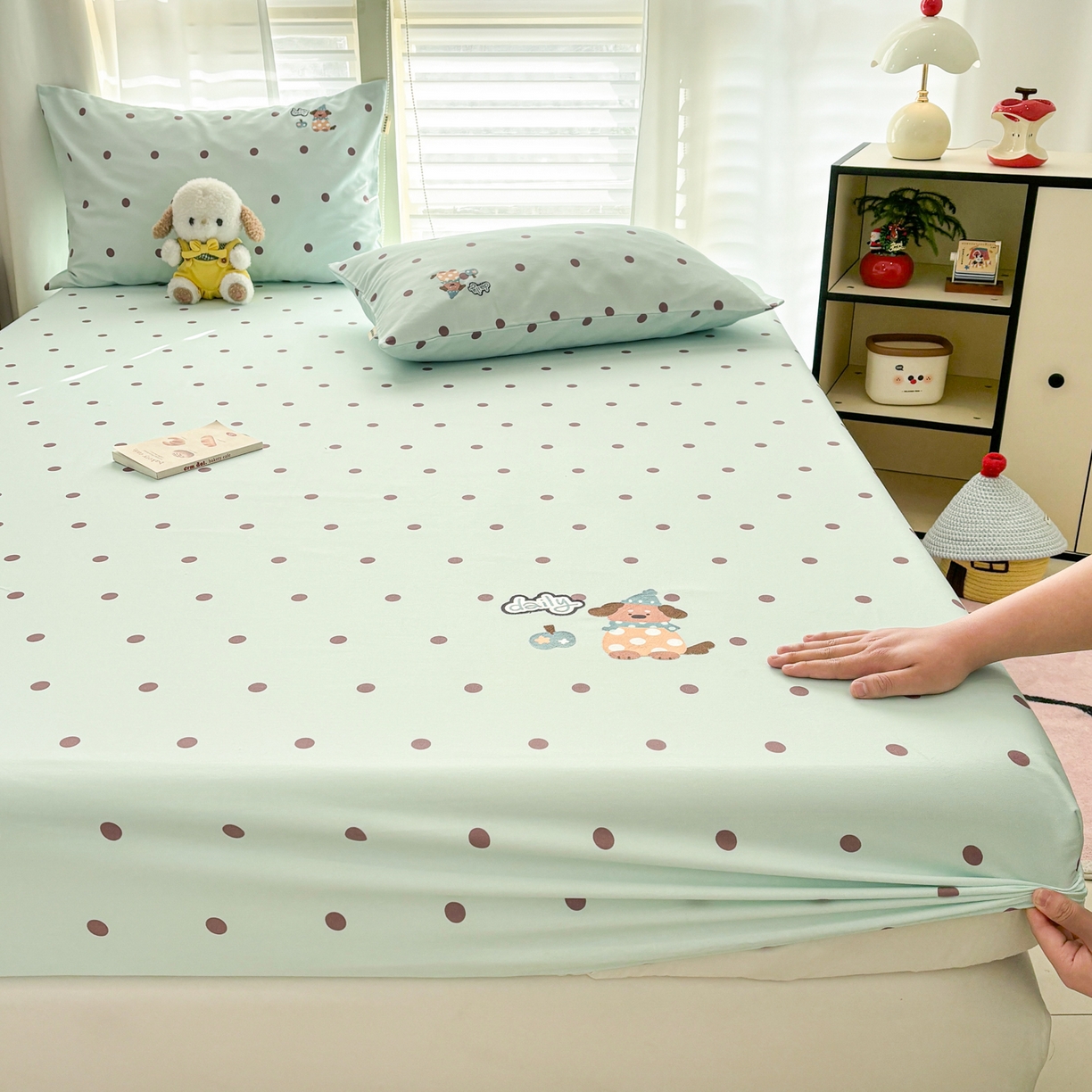 卧趣家纺 2026新款全棉老粗布凉席席子床笠单件床笠单品单床笠绒布贴系列 心动汪