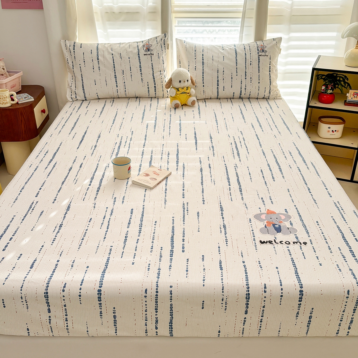 91家纺网 家纺一手货源 找家纺 卧趣家纺 2026新款全棉老粗布凉席席子床笠单件床笠单品单床笠绒布贴系列 小迎象