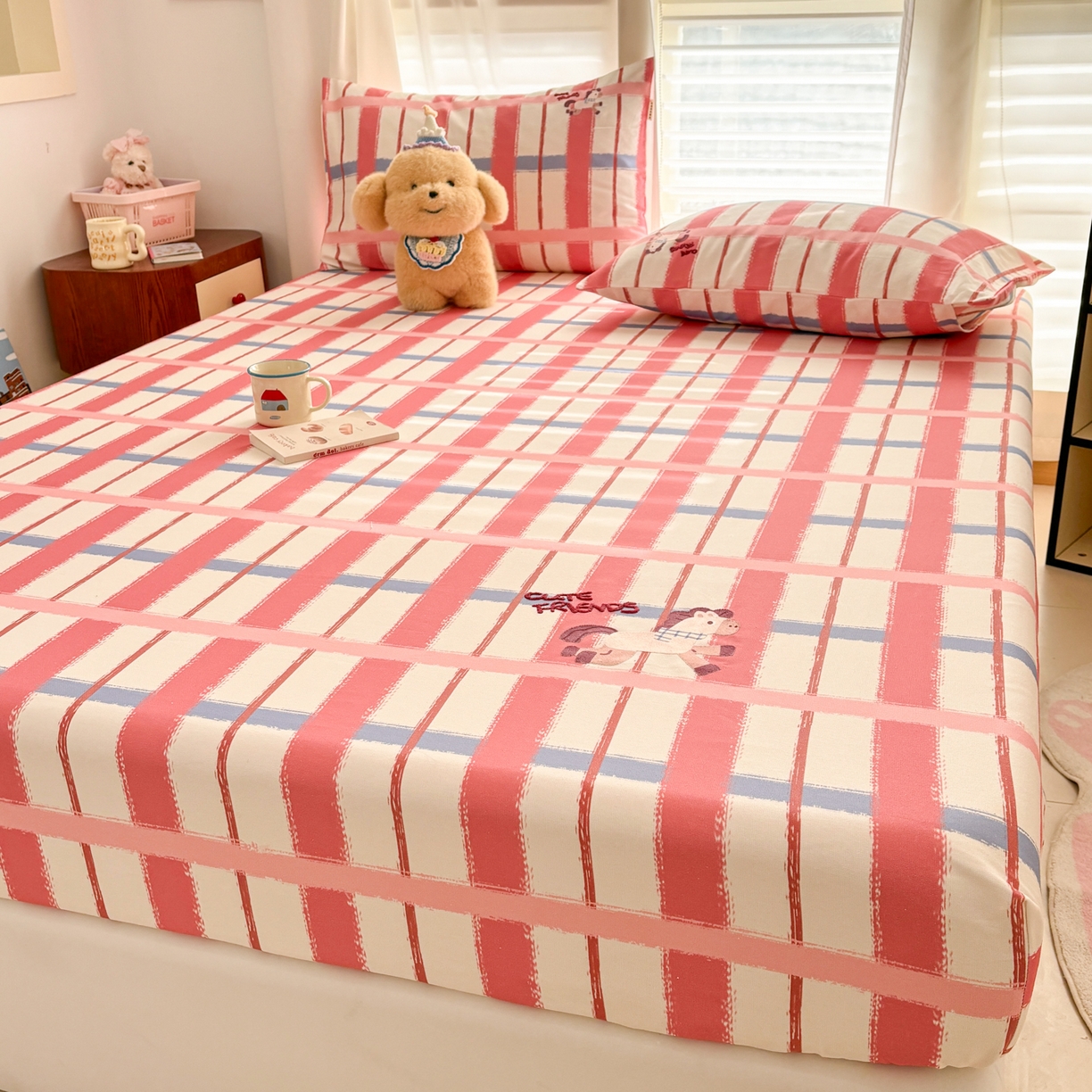 91家纺网 家纺一手货源 找家纺 卧趣家纺 2026新款全棉老粗布凉席席子床笠单件床笠单品单床笠绒布贴系列 摇摇马