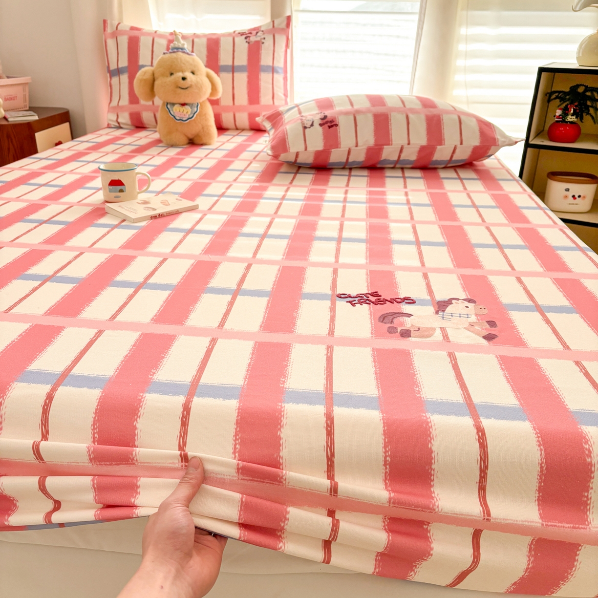 91家纺网 家纺一手货源 找家纺 卧趣家纺 2026新款全棉老粗布凉席席子床笠单件床笠单品单床笠绒布贴系列 摇摇马