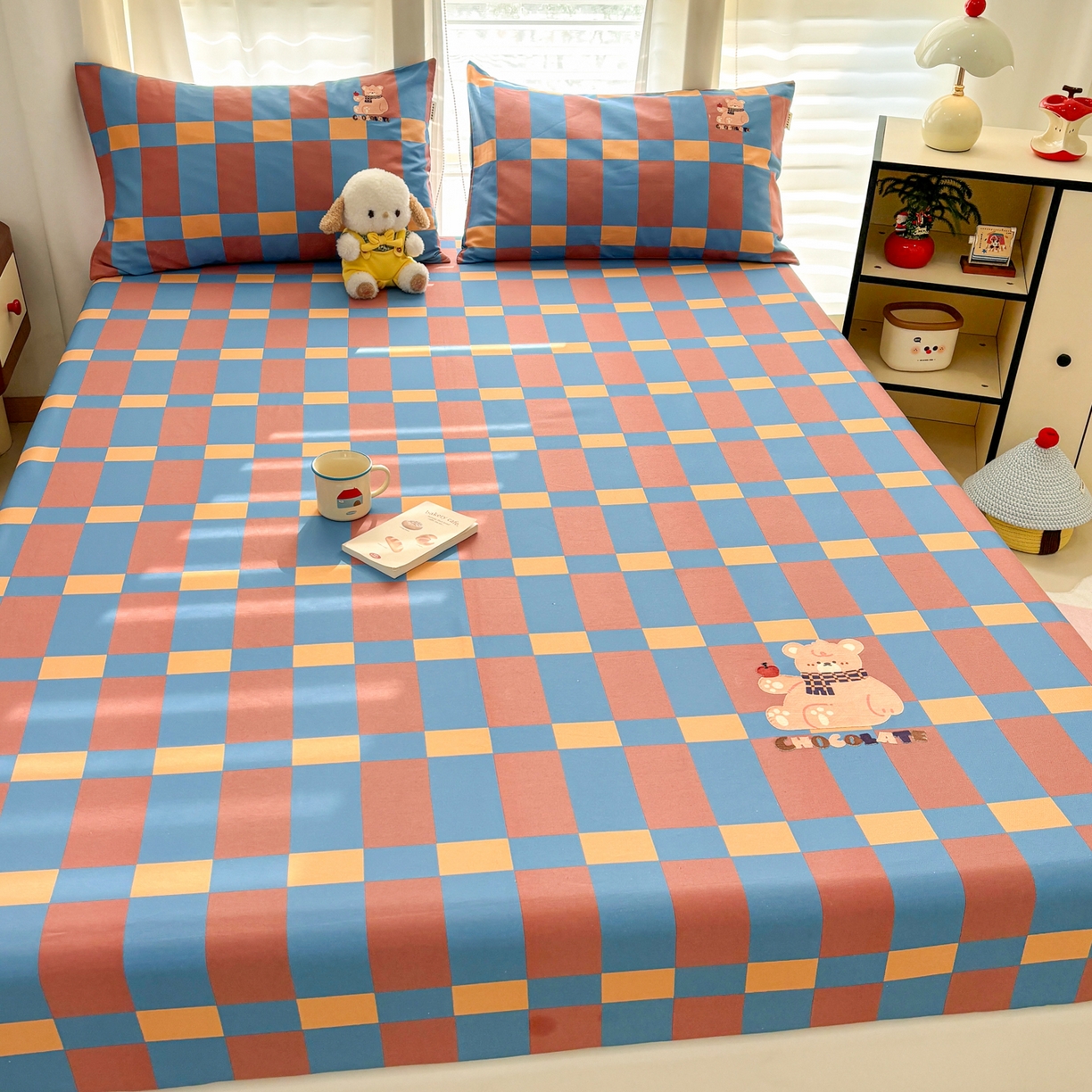 91家纺网 家纺一手货源 找家纺 卧趣家纺 2026新款全棉老粗布凉席席子床笠单件床笠单品单床笠绒布贴系列 莓果熊