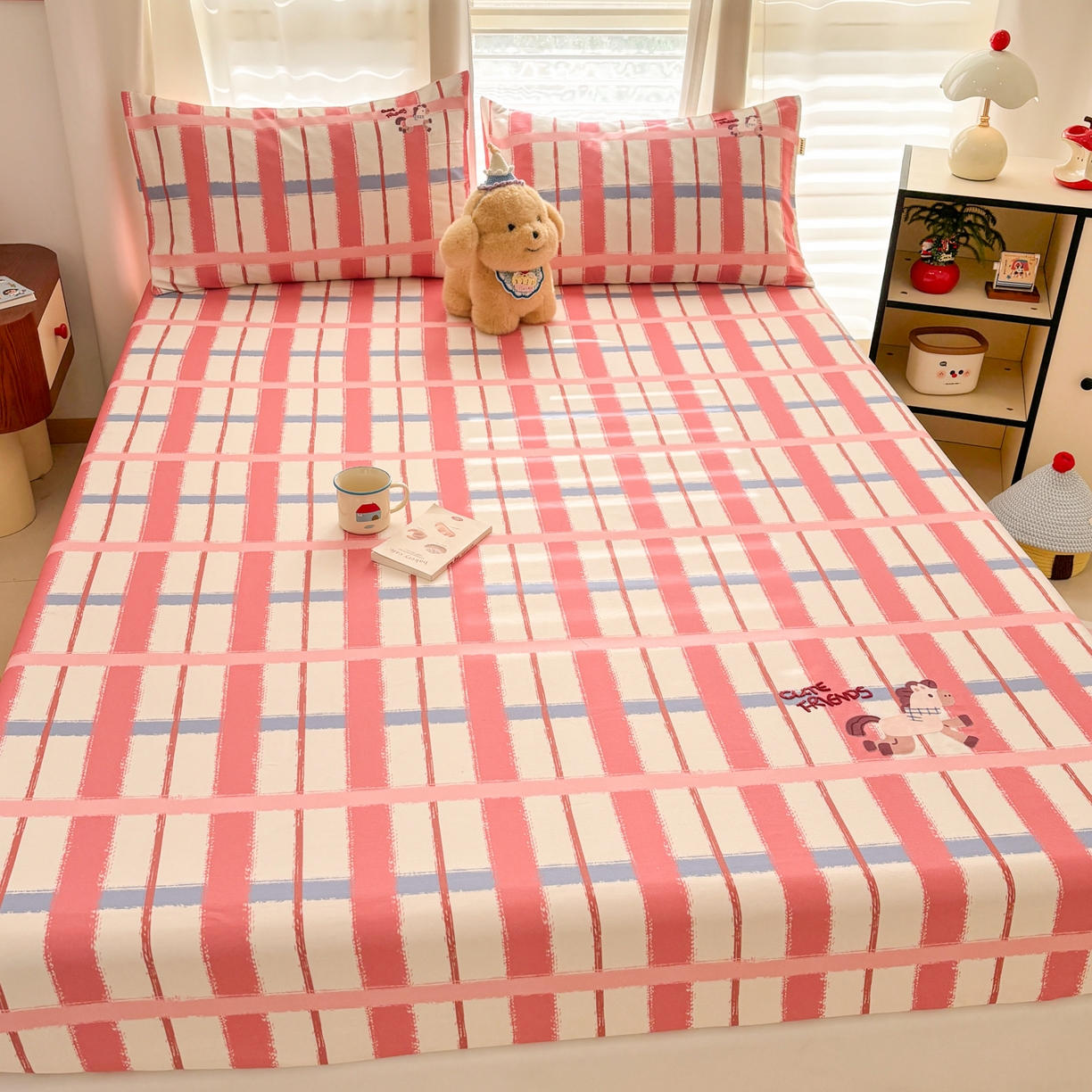 91家纺网 家纺一手货源 找家纺 卧趣家纺 2026新款全棉老粗布凉席席子床笠单件床笠单品单床笠绒布贴系列 摇摇马