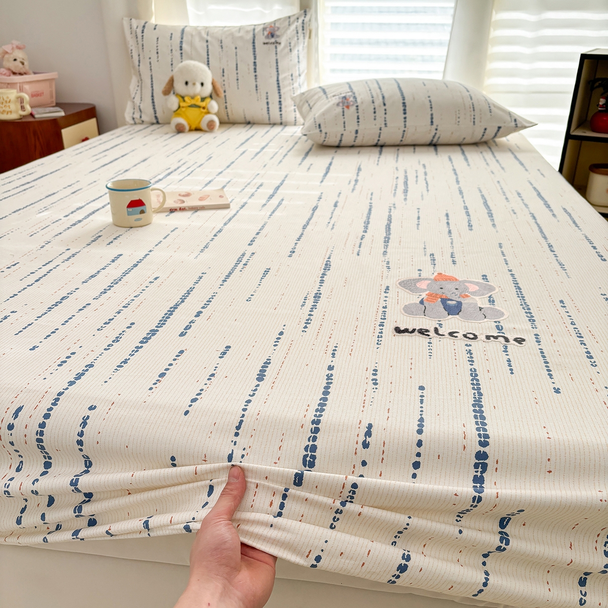 91家纺网 家纺一手货源 找家纺 卧趣家纺 2026新款全棉老粗布凉席席子床笠单件床笠单品单床笠绒布贴系列 小迎象