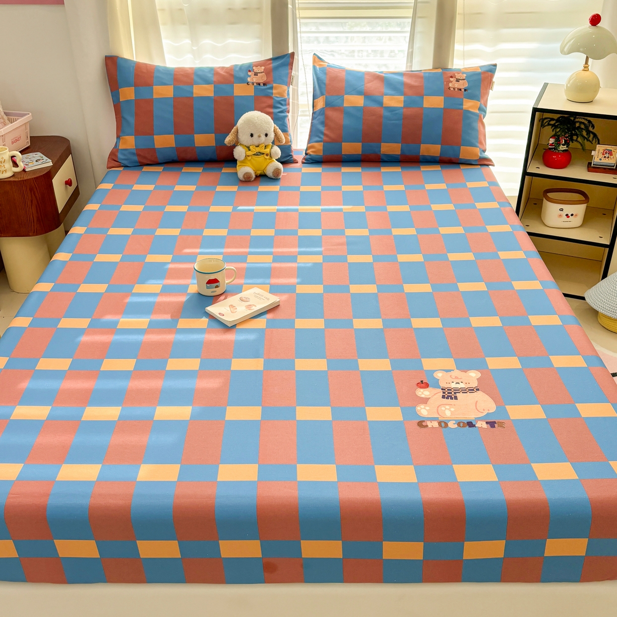 91家纺网 家纺一手货源 找家纺 卧趣家纺 2026新款全棉老粗布凉席席子床笠单件床笠单品单床笠绒布贴系列 莓果熊