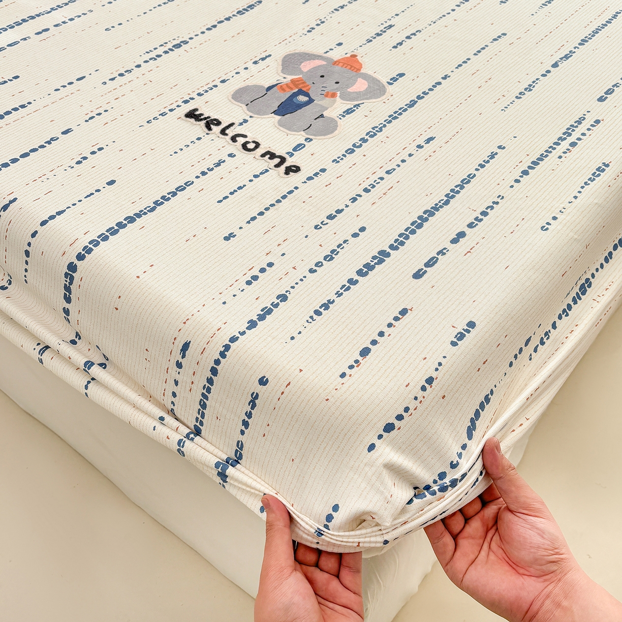 91家纺网 家纺一手货源 找家纺 卧趣家纺 2026新款全棉老粗布凉席席子床笠单件床笠单品单床笠绒布贴系列 小迎象