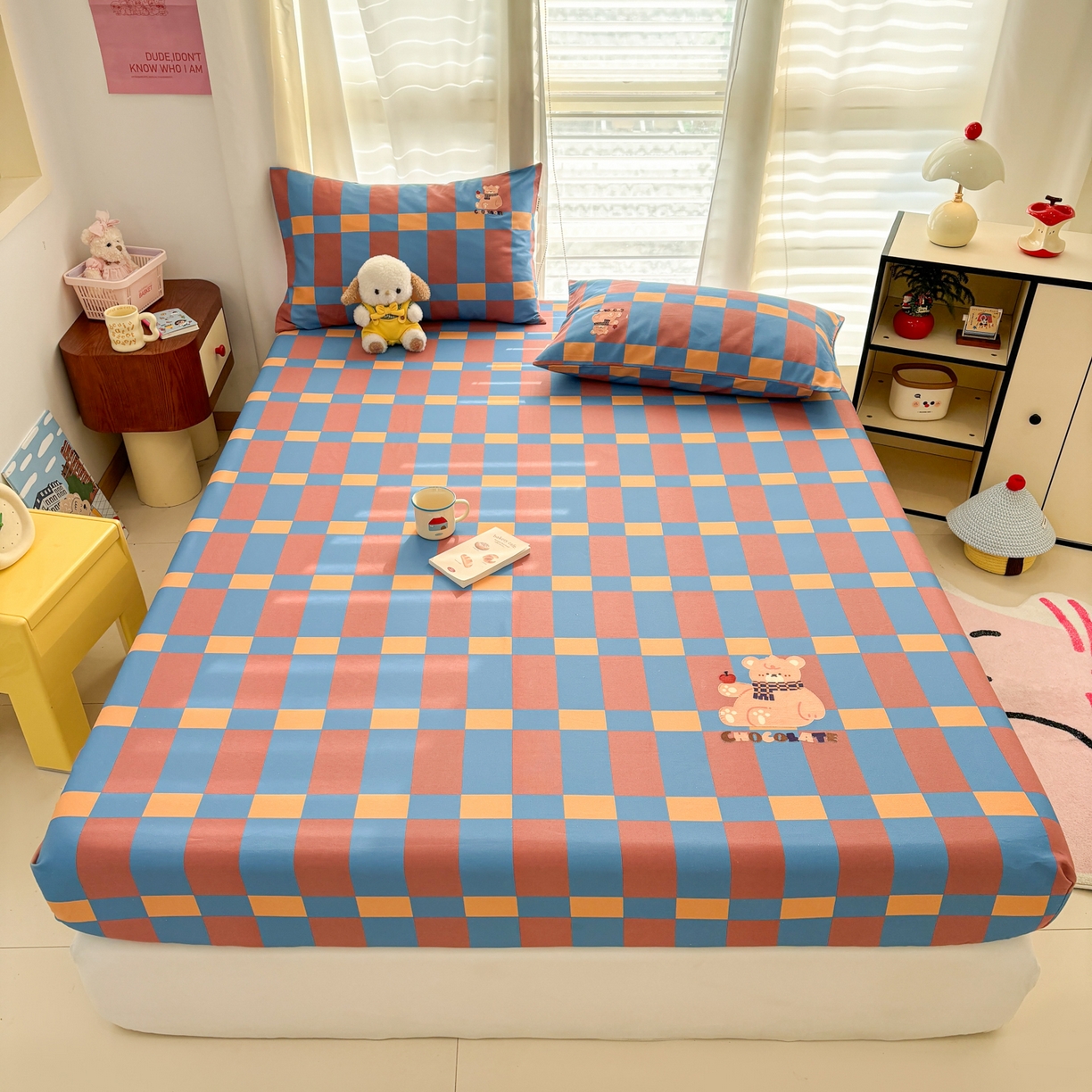 91家纺网 家纺一手货源 找家纺 卧趣家纺 2026新款全棉老粗布凉席席子床笠单件床笠单品单床笠绒布贴系列 莓果熊