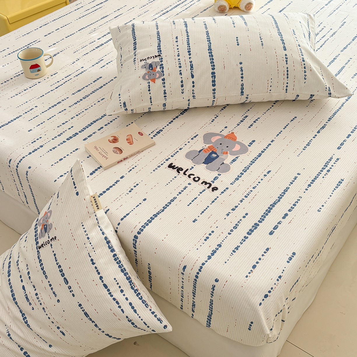 91家纺网 家纺一手货源 找家纺 卧趣家纺 2026新款全棉老粗布凉席席子床笠单件床笠单品单床笠绒布贴系列 小迎象