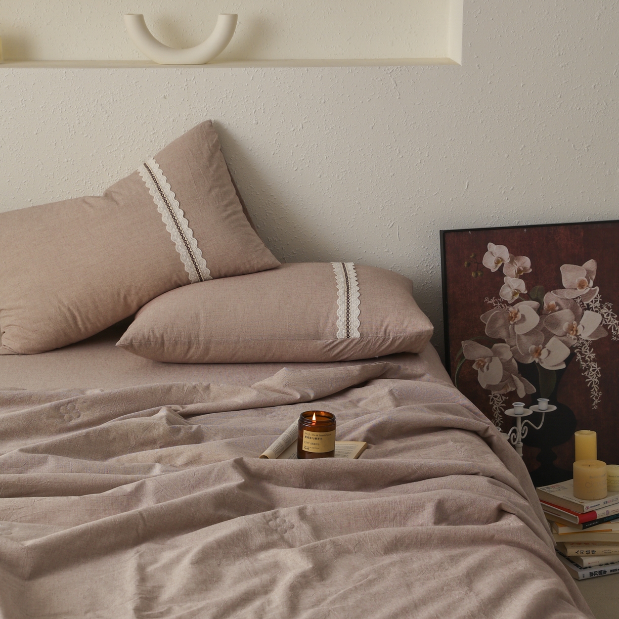 91家纺网 家纺一手货源 找家纺 尊妙被业 2026新款A类棉麻亚麻夏被大豆夏被四件套 棉麻 棕