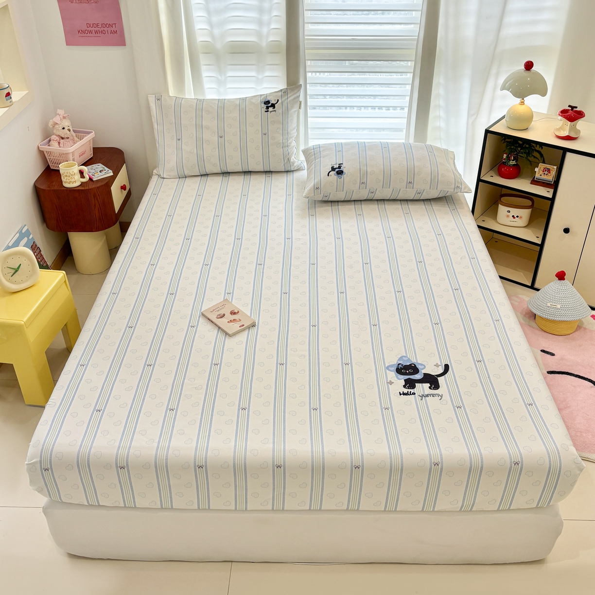 91家纺网 家纺一手货源 找家纺 卧趣家纺 2026新款全棉老粗布凉席席子床笠单件床笠单品单床笠绒布贴系列 萌星