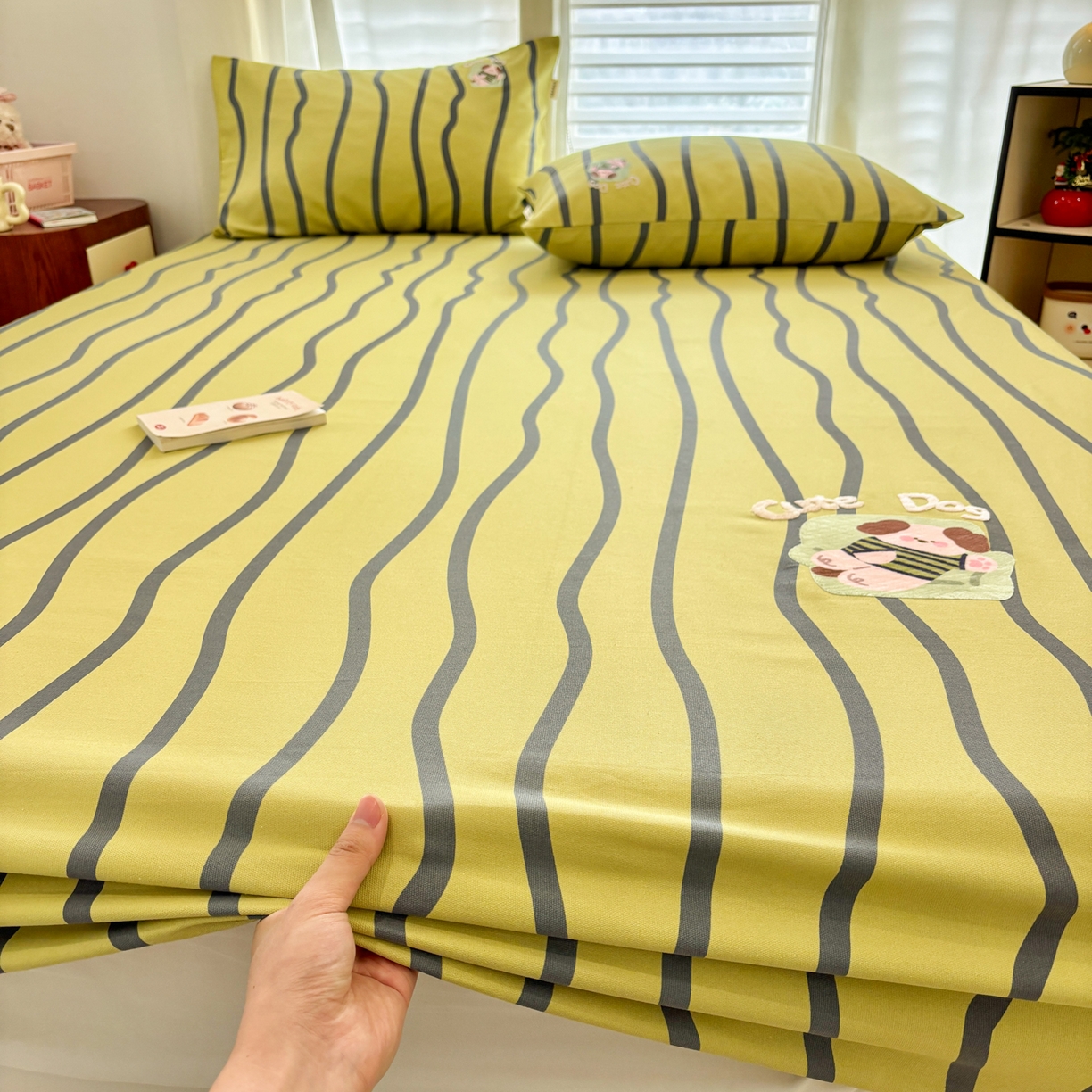 91家纺网 家纺一手货源 找家纺 卧趣家纺 2026新款全棉老粗布凉席席子床笠单件床笠单品单床笠绒布贴系列 汪汪奶盖