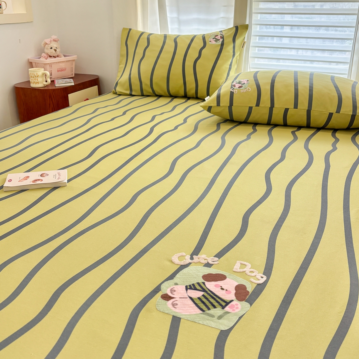 91家纺网 家纺一手货源 找家纺 卧趣家纺 2026新款全棉老粗布凉席席子床笠单件床笠单品单床笠绒布贴系列 汪汪奶盖