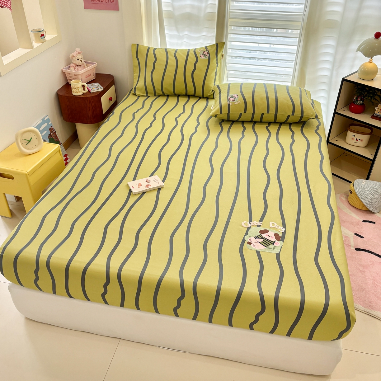 91家纺网 家纺一手货源 找家纺 卧趣家纺 2026新款全棉老粗布凉席席子床笠单件床笠单品单床笠绒布贴系列 汪汪奶盖