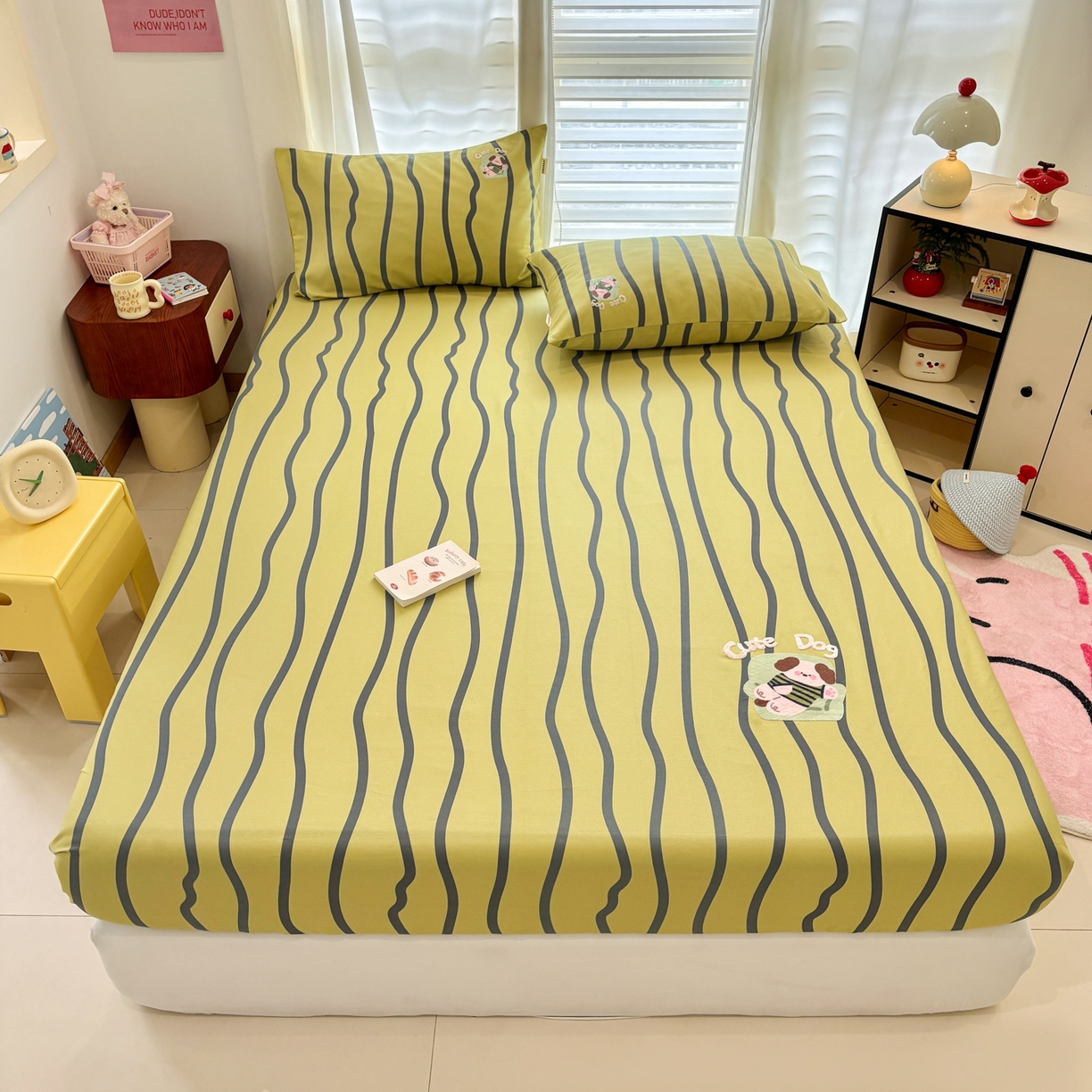 91家纺网 家纺一手货源 找家纺 卧趣家纺 2026新款全棉老粗布凉席席子床笠单件床笠单品单床笠绒布贴系列 汪汪奶盖