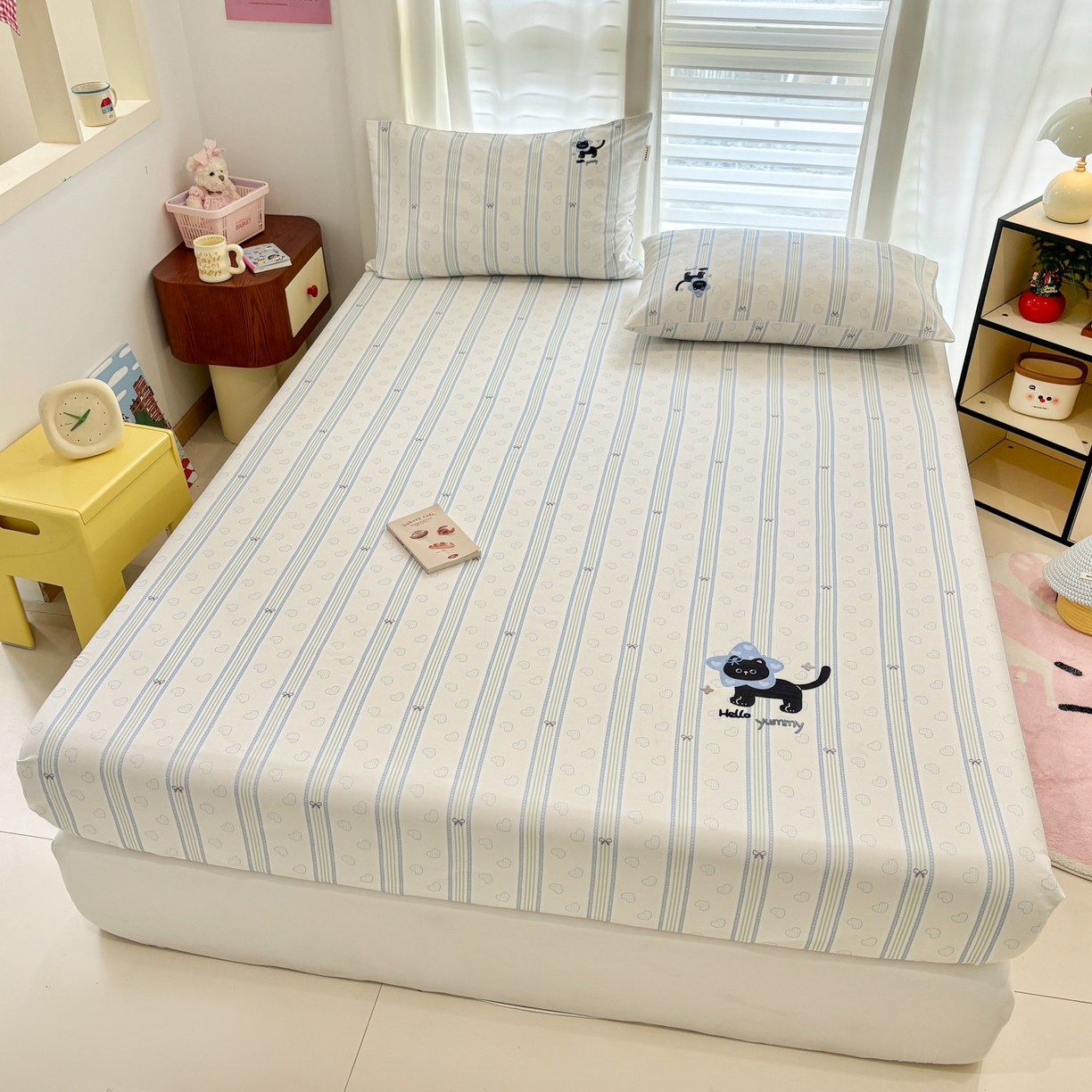 91家纺网 家纺一手货源 找家纺 卧趣家纺 2026新款全棉老粗布凉席席子床笠单件床笠单品单床笠绒布贴系列 萌星