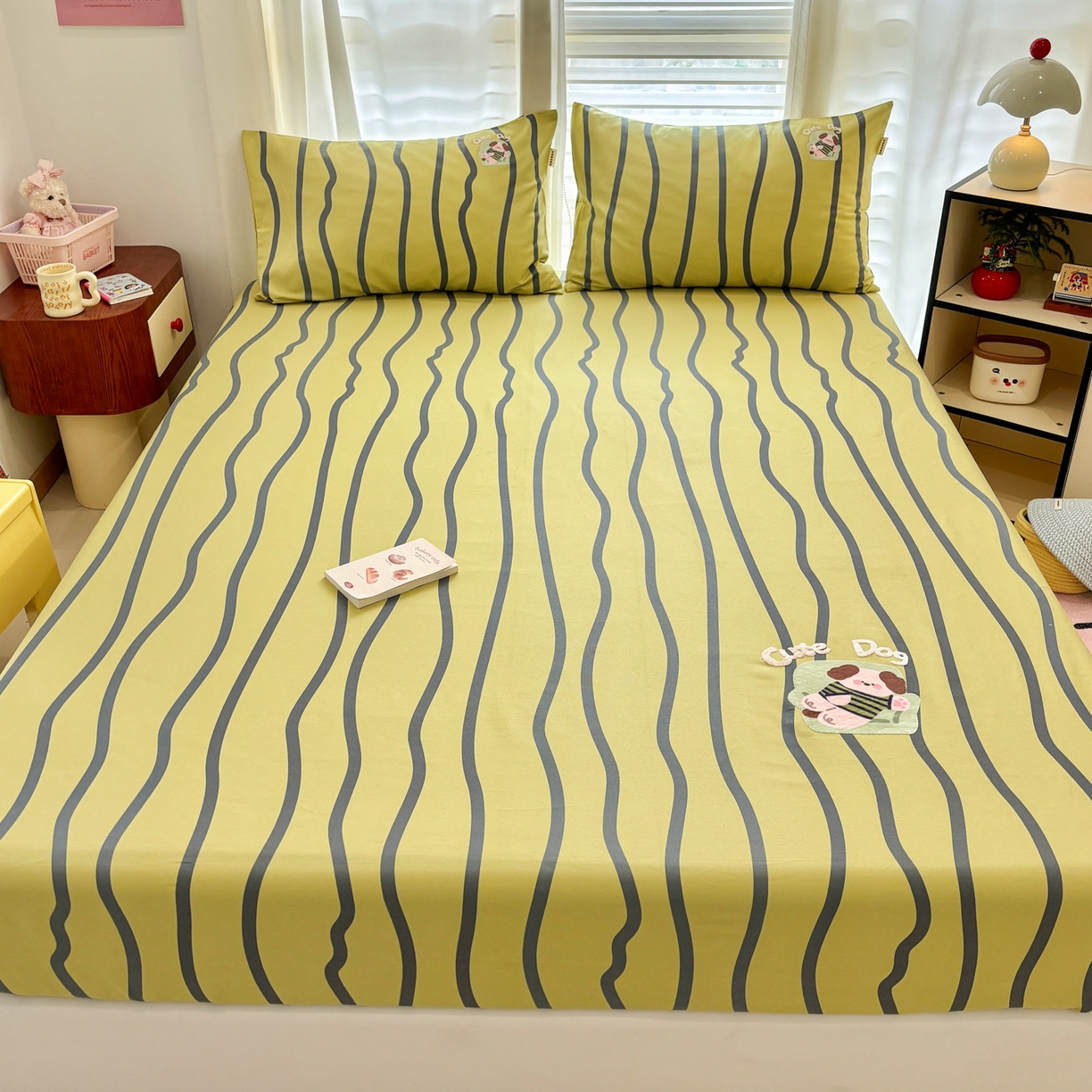 91家纺网 家纺一手货源 找家纺 卧趣家纺 2026新款全棉老粗布凉席席子床笠单件床笠单品单床笠绒布贴系列 汪汪奶盖