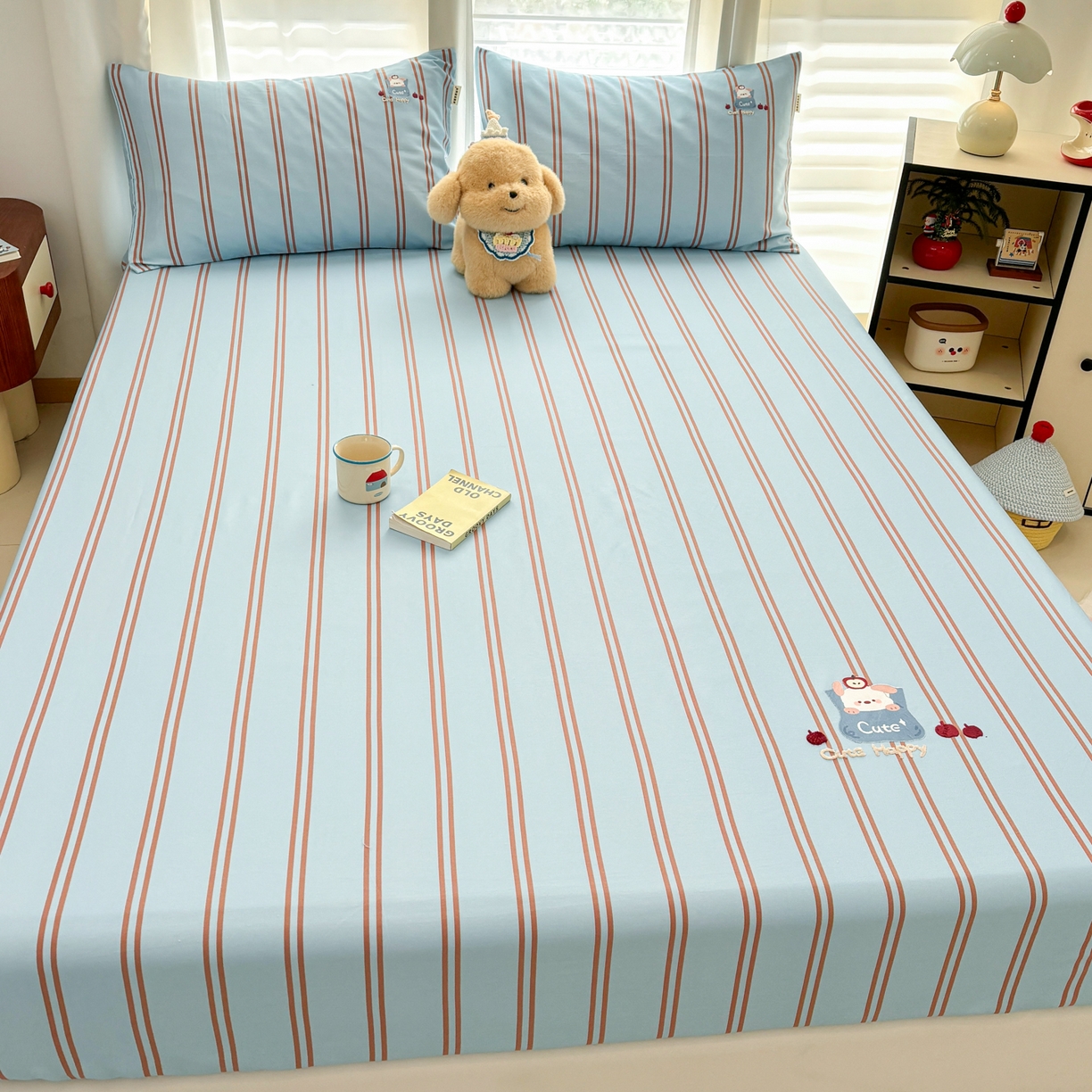 91家纺网 家纺一手货源 找家纺 卧趣家纺 2026新款全棉老粗布凉席席子床笠单件床笠单品单床笠绒布贴系列 口袋萌宠