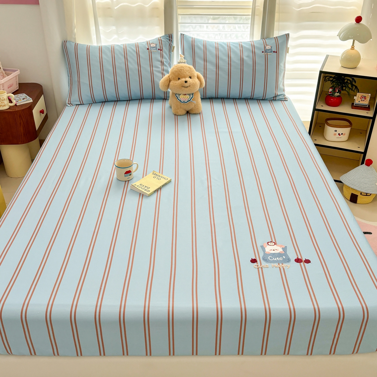 91家纺网 家纺一手货源 找家纺 卧趣家纺 2026新款全棉老粗布凉席席子床笠单件床笠单品单床笠绒布贴系列 口袋萌宠