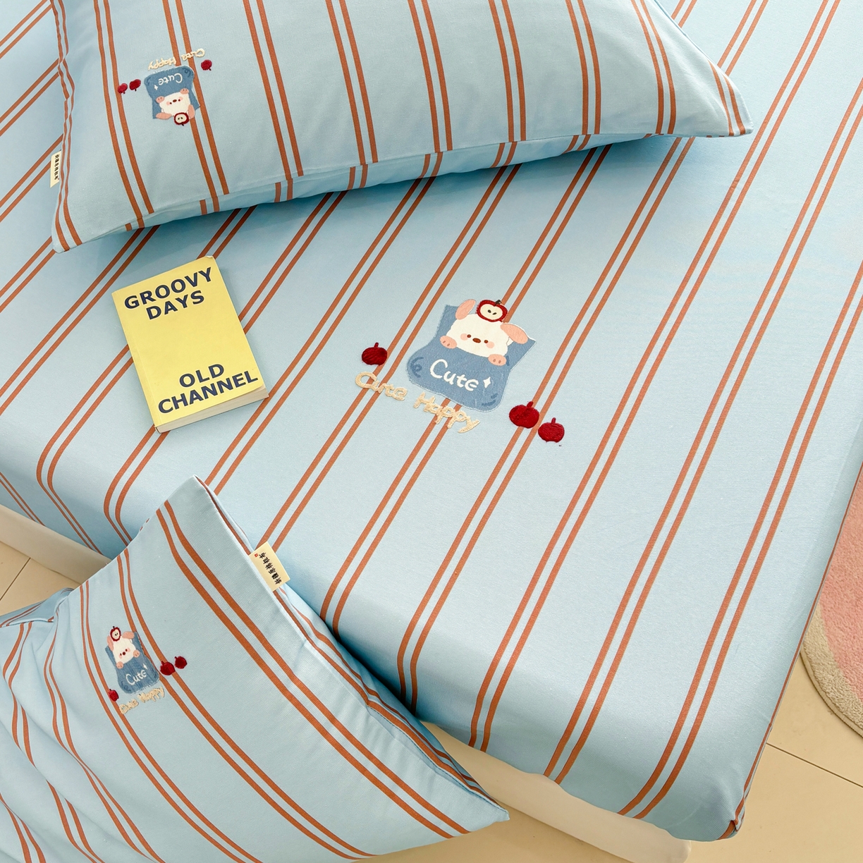 91家纺网 家纺一手货源 找家纺 卧趣家纺 2026新款全棉老粗布凉席席子床笠单件床笠单品单床笠绒布贴系列 口袋萌宠