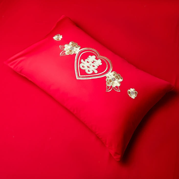 91家纺网 家纺一手货源 找家纺 富之雅婚庆 2026新款全棉刺绣长绒棉婚庆四件套多件套 永结同心