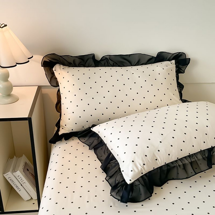 91家纺网 家纺一手货源 找家纺 丝印良品 2026新款水洗真丝冰丝美拉德风花边夏被四件套空调被夏凉被 夏被-波点