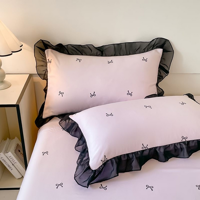 91家纺网 家纺一手货源 找家纺 丝印良品 2026新款水洗真丝冰丝美拉德风花边夏被四件套空调被夏凉被 夏被-蝴蝶结-粉