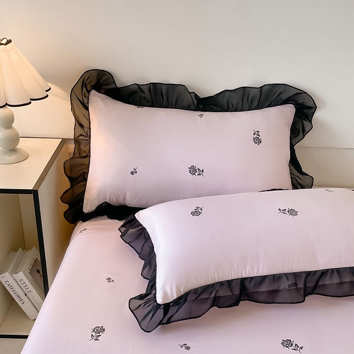 91家纺网 家纺一手货源 找家纺 丝印良品 2026新款水洗真丝冰丝美拉德风花边夏被四件套空调被夏凉被 夏被-玫瑰-粉