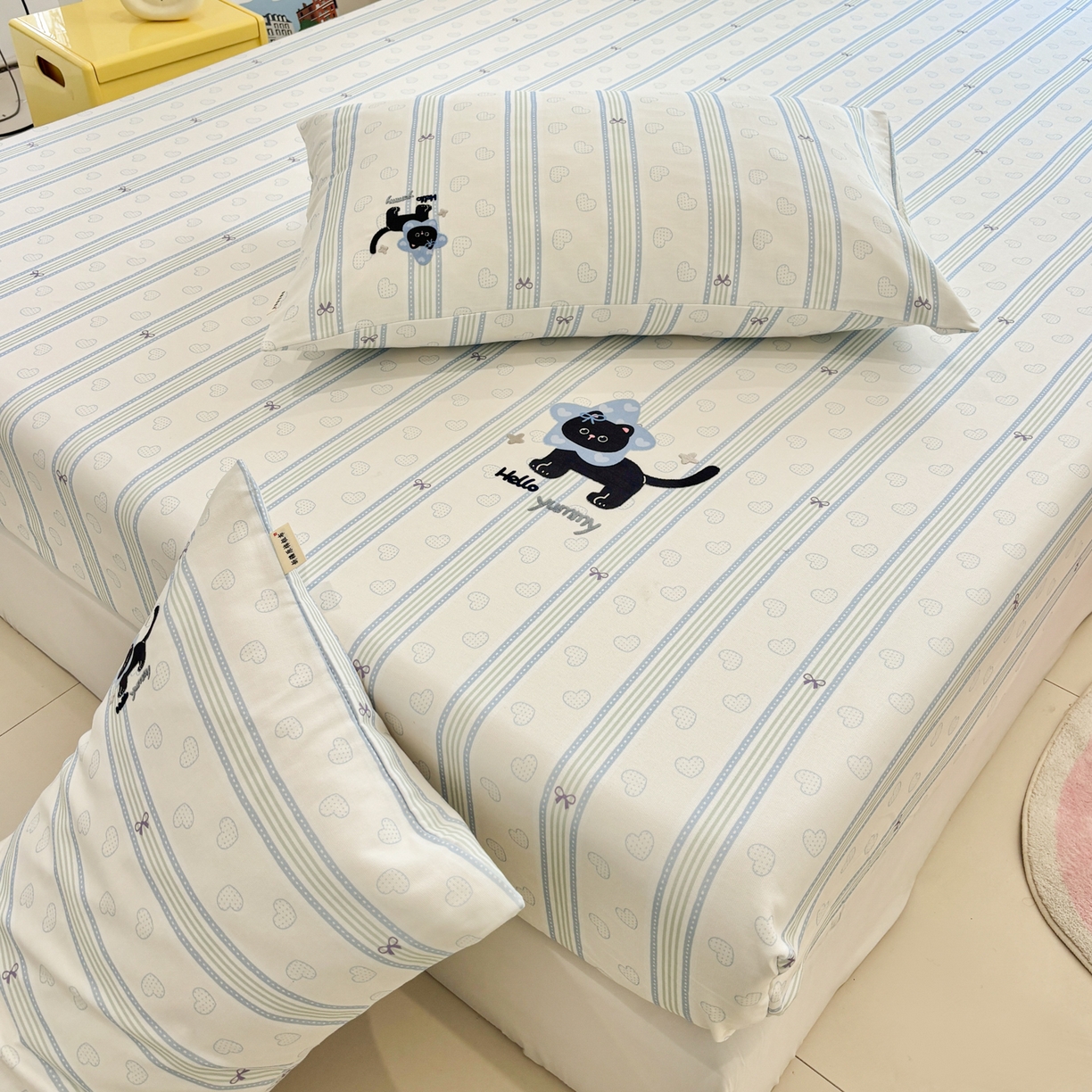 91家纺网 家纺一手货源 找家纺 卧趣家纺 2026新款全棉老粗布凉席席子床笠单件床笠单品单床笠绒布贴系列 萌星