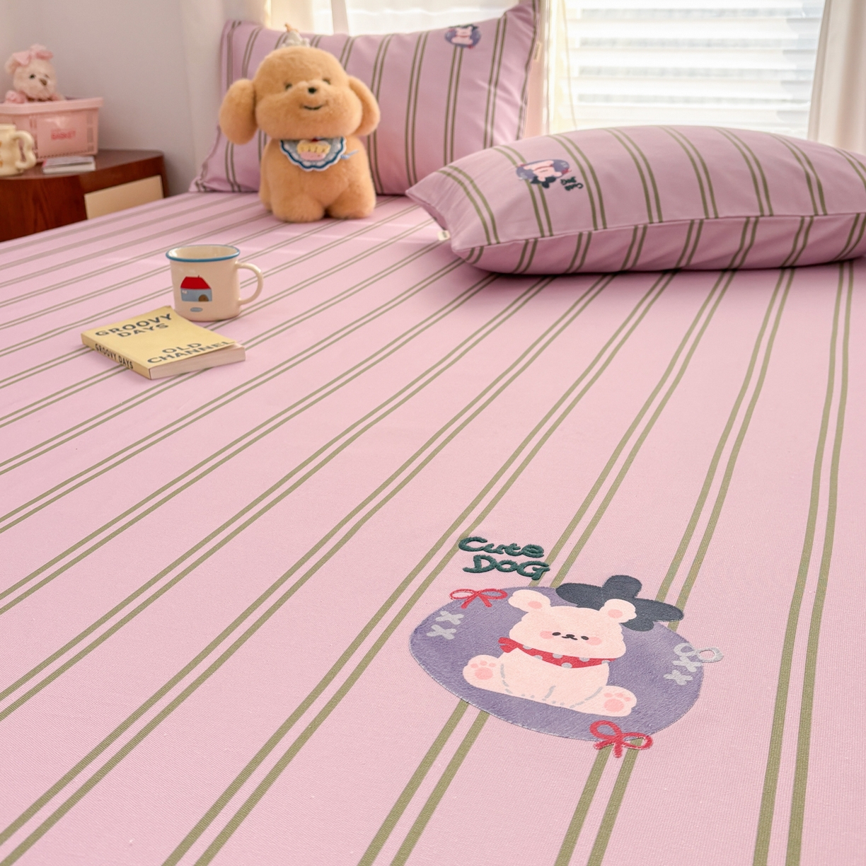 91家纺网 家纺一手货源 找家纺 卧趣家纺 2026新款全棉老粗布凉席席子床笠单件床笠单品单床笠绒布贴系列 趣梦