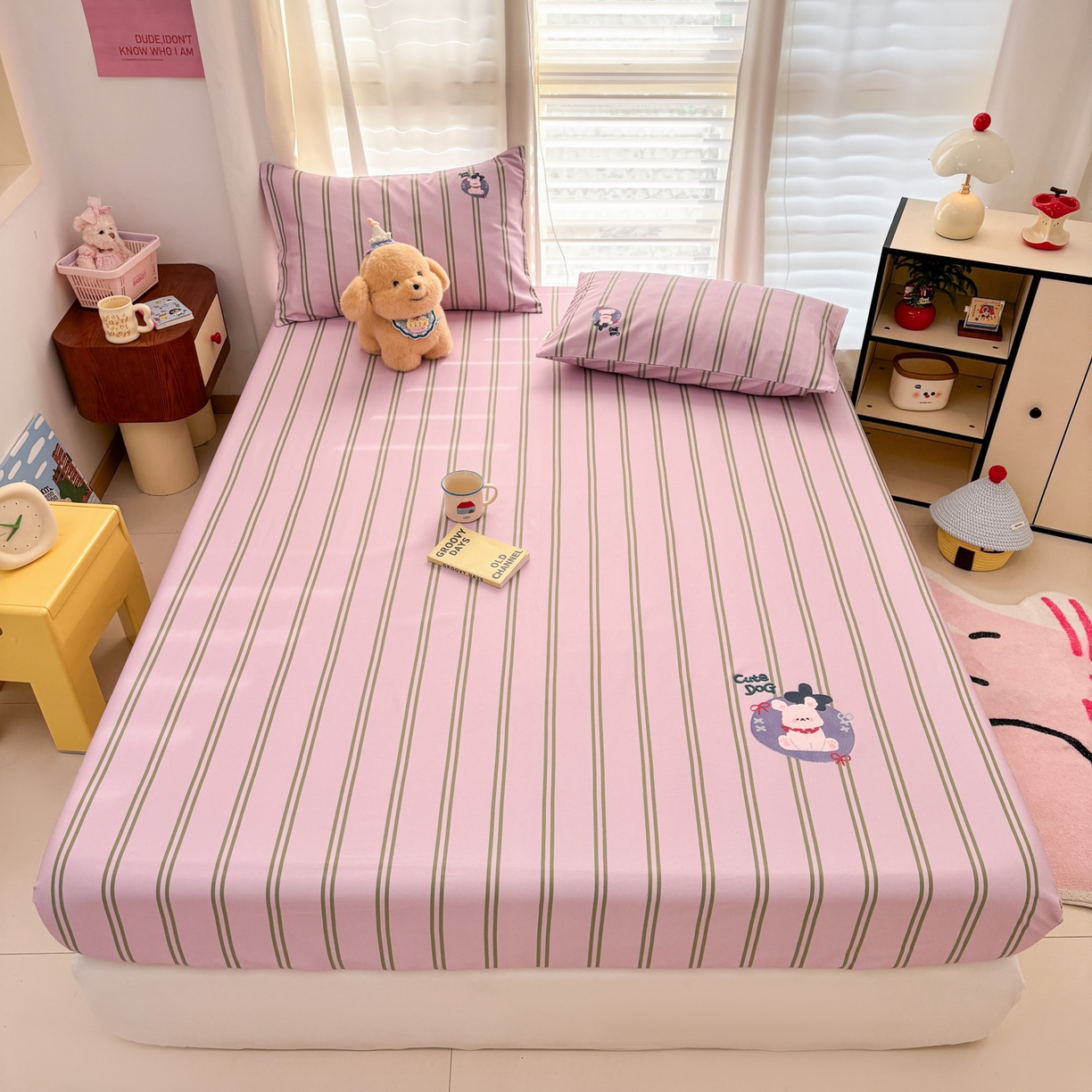 91家纺网 家纺一手货源 找家纺 卧趣家纺 2026新款全棉老粗布凉席席子床笠单件床笠单品单床笠绒布贴系列 趣梦