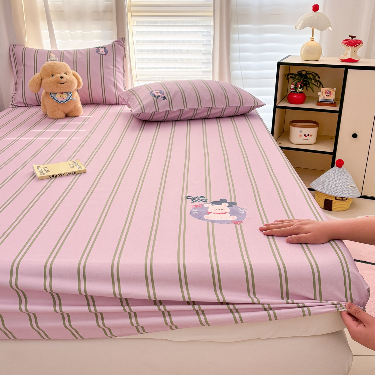 卧趣家纺 2026新款全棉老粗布凉席席子床笠单件床笠单品单床笠绒布贴系列 趣梦