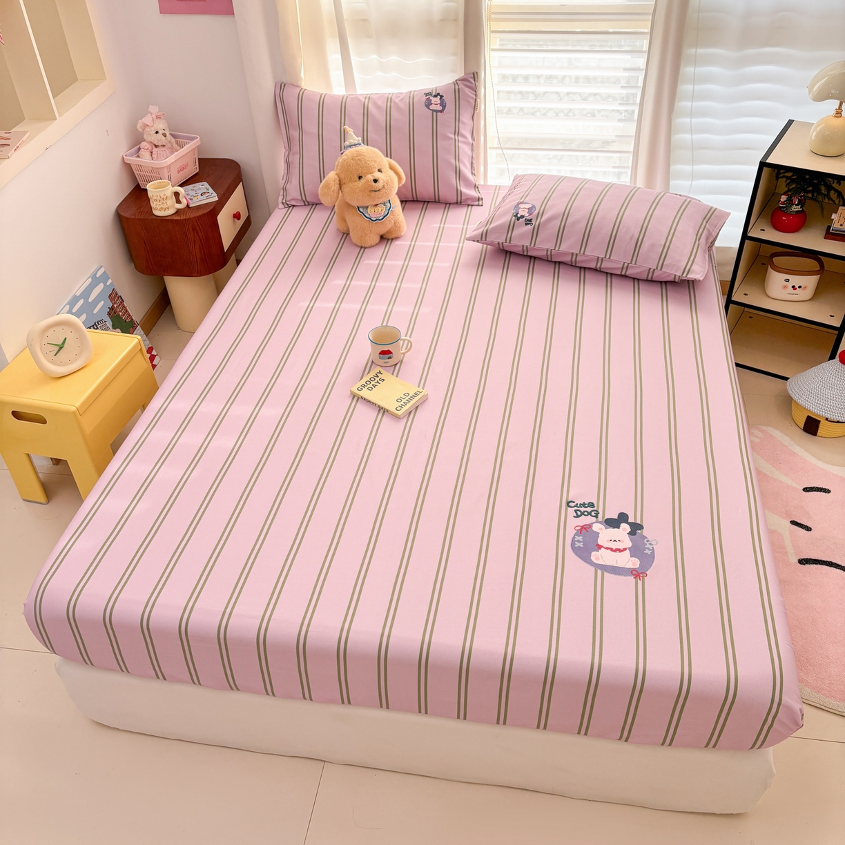 91家纺网 家纺一手货源 找家纺 卧趣家纺 2026新款全棉老粗布凉席席子床笠单件床笠单品单床笠绒布贴系列 趣梦