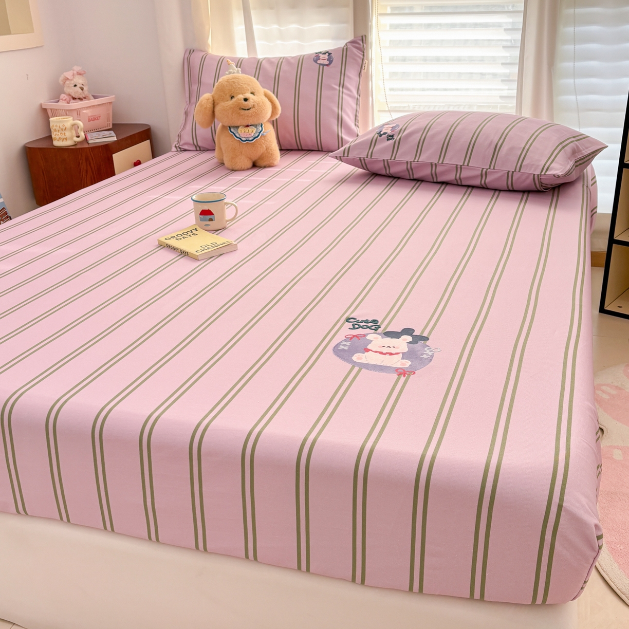 91家纺网 家纺一手货源 找家纺 卧趣家纺 2026新款全棉老粗布凉席席子床笠单件床笠单品单床笠绒布贴系列 趣梦