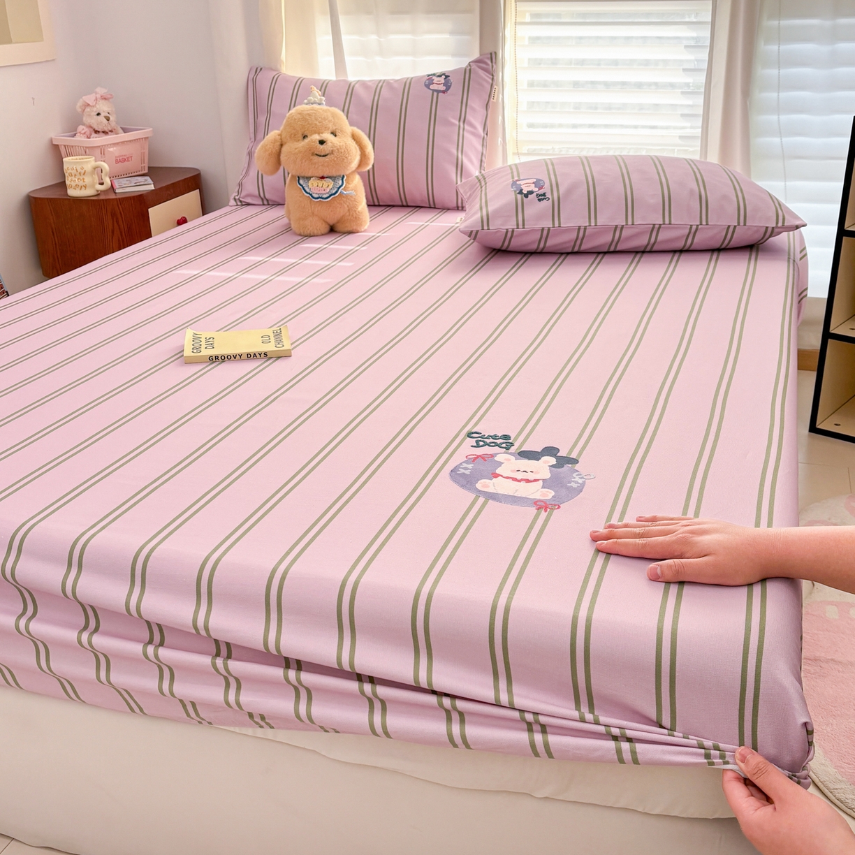 91家纺网 家纺一手货源 找家纺 卧趣家纺 2026新款全棉老粗布凉席席子床笠单件床笠单品单床笠绒布贴系列 趣梦