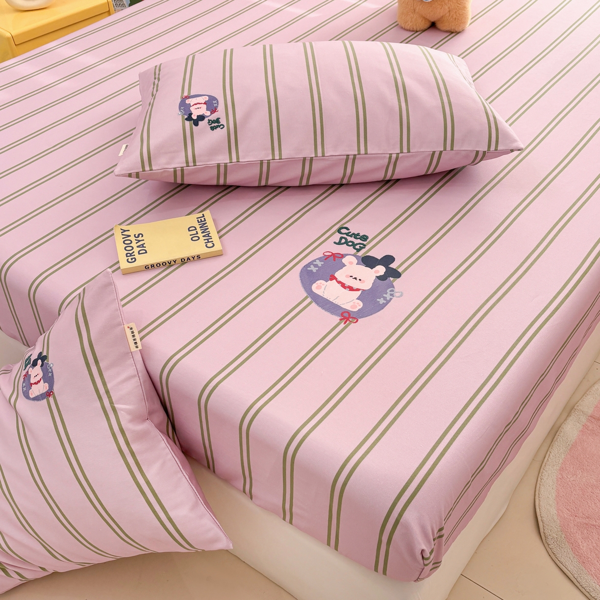 91家纺网 家纺一手货源 找家纺 卧趣家纺 2026新款全棉老粗布凉席席子床笠单件床笠单品单床笠绒布贴系列 趣梦